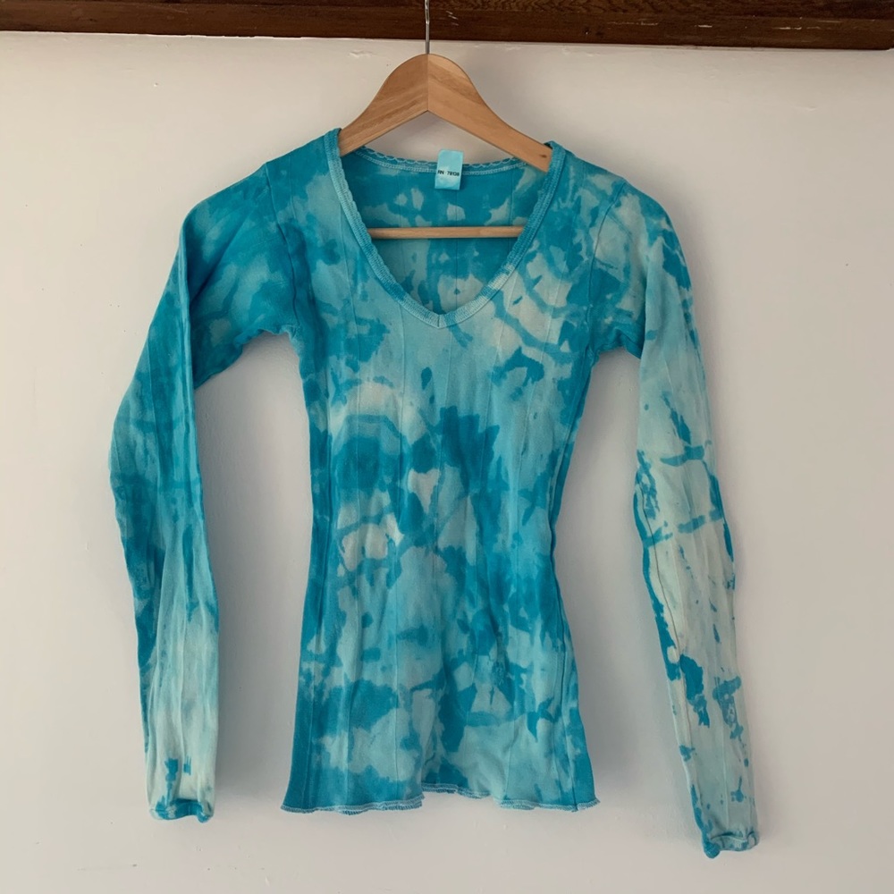 Blue Tie Dye Rib Long Sleeve Small